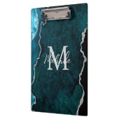 Porte-bloc Agate de marbre bleu turquoise et argenté (Gauche)