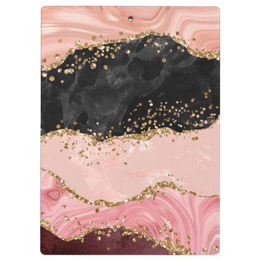 Porte-bloc Agate de séquences noir et rose (Dos)