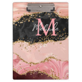 Porte-bloc Agate de séquences noir et rose (Devant)