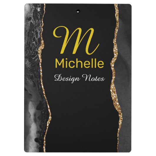 Porte-bloc Agate noir et or (Dos)