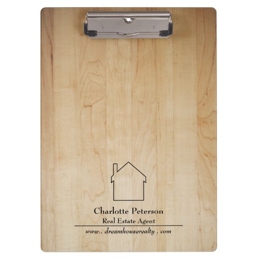 Porte-bloc Agent immobilier Arrière - plan en bois simple (Devant)