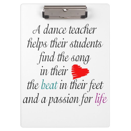 Porte-bloc Aimez enseigner la danse (Devant)