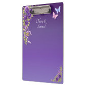 Porte-bloc Ajouter des noms, Fleurs mauves violettes et Maria (Gauche)