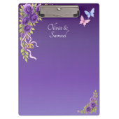 Porte-bloc Ajouter des noms, Fleurs mauves violettes et Maria (Devant)