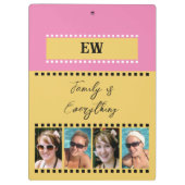 Porte-bloc Ajouter initiales 8 photos de famille jaune rose (Dos)