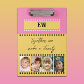 Porte-bloc Ajouter initiales 8 photos de famille jaune rose