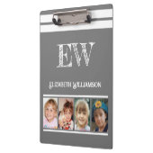 Porte-bloc Ajouter initiales nom 8 photos gris blanc (Gauche)