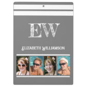 Porte-bloc Ajouter initiales nom 8 photos gris blanc (Dos)