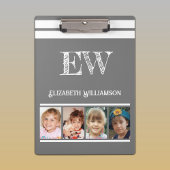 Porte-bloc Ajouter initiales nom 8 photos gris blanc