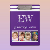 Porte-bloc Ajouter initiales nom 8 photos violet blanc