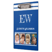 Porte-bloc Ajouter le nom des initiales 8 photos bleu profond (Gauche)