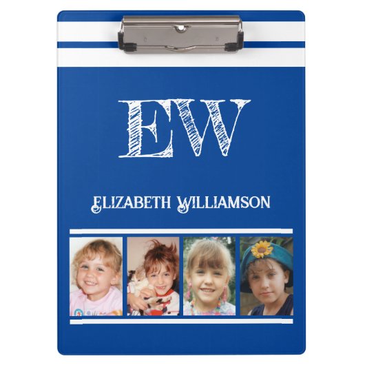 Porte-bloc Ajouter le nom des initiales 8 photos bleu profond (Devant)