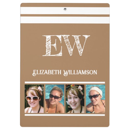 Porte-bloc Ajouter le nom des initiales 8 photos brun blanc (Dos)