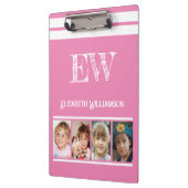 Porte-bloc Ajouter le nom des initiales 8 photos rose blanc (Gauche)