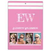 Porte-bloc Ajouter le nom des initiales 8 photos rose blanc (Dos)