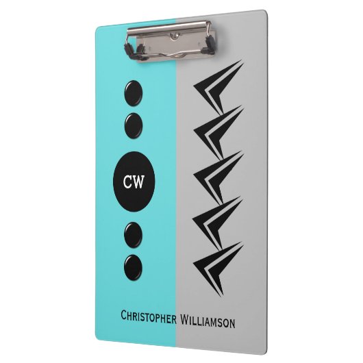 Porte-bloc Ajouter le nom des initiales gris et turquoise (Gauche)