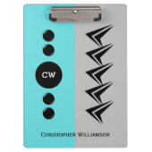 Porte-bloc Ajouter le nom des initiales gris et turquoise (Devant)