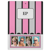 Porte-bloc Ajouter recto verso initiales 8 photos gris rose (Dos)