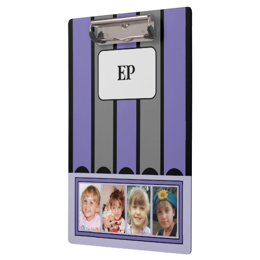 Porte-bloc Ajouter recto verso initiales 8 photos violet gris (Gauche)