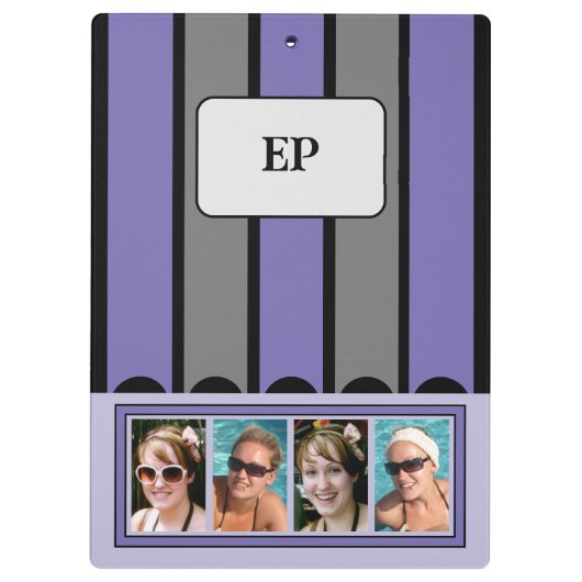 Porte-bloc Ajouter recto verso initiales 8 photos violet gris (Dos)