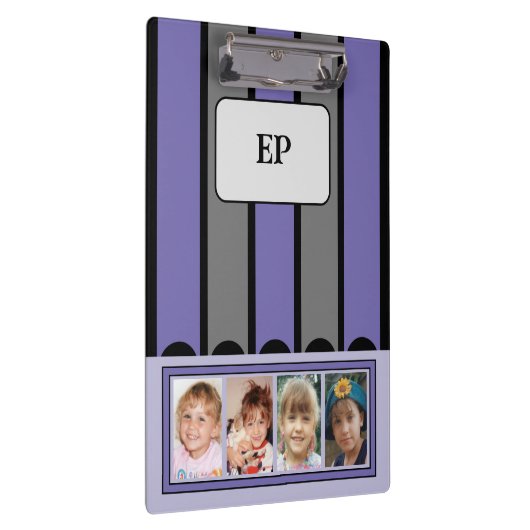 Porte-bloc Ajouter recto verso initiales 8 photos violet gris (Swatch)