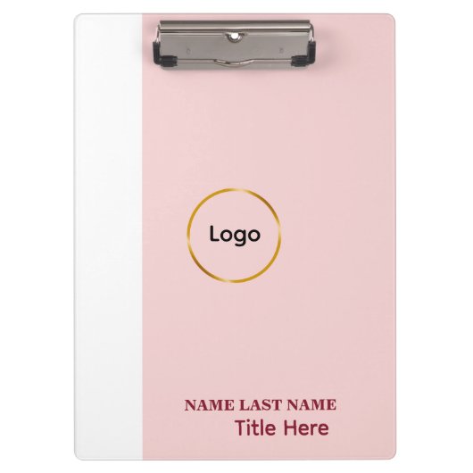 Porte-bloc Ajouter un logo Simple Blush Rose Nom Titre (Devant)