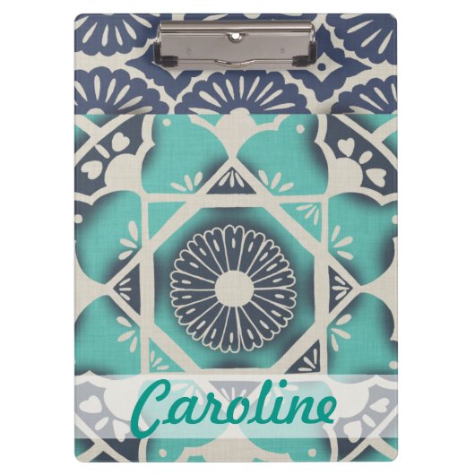 Porte-bloc Ajoutez votre tuile | bleue nommée II de batik (Devant)