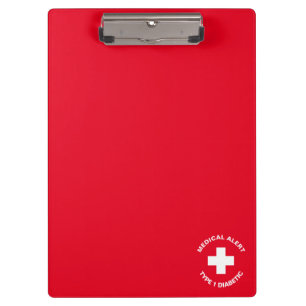Porte-bloc Alerte Médicale Personnalisée Diabétique Rouge