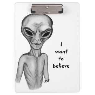 Porte-bloc Alien gris, je veux croire