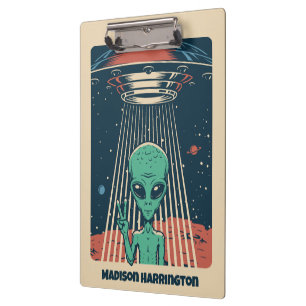 Porte-bloc Alien UFO de texte personnalisé