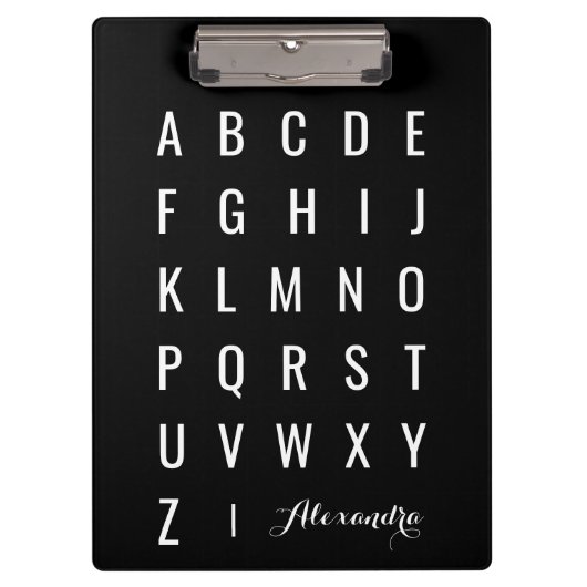 Porte-bloc Alphabet noir et blanc moderne et élégant (Devant)