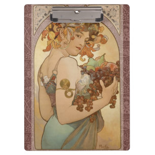 Porte-bloc Alphonse Mucha Fruit Art Nouveau Vintage Jeune Fil