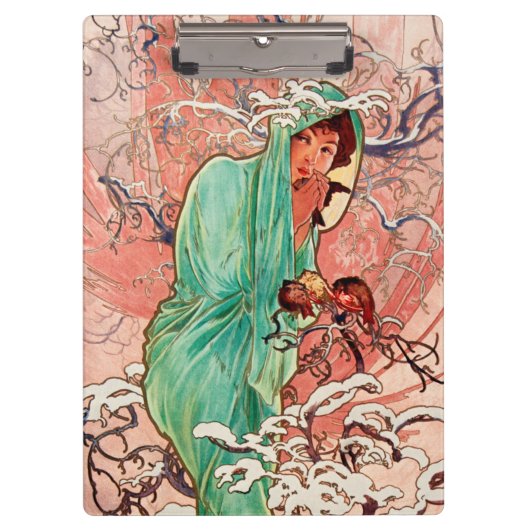 Porte-bloc Alphonse Mucha, Les Saisons, Hiver (1896) (Devant)
