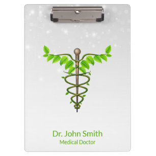 Porte-bloc Alternative Médicale Caduceus Vert Feuilles Blanc