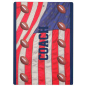 Porte-bloc American Flag, Football Coach Merci, Nom, (Dos)