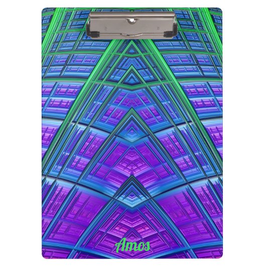 Porte-bloc AMOS ~ 3D ! ~ Vert pourpre et bleu original ~ (Devant)