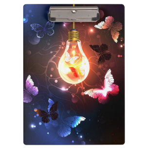 Porte-bloc Ampoule lumineuse avec papillons nocturnes