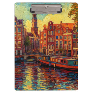 Porte-bloc Amsterdam canal maisons de style van Gogh