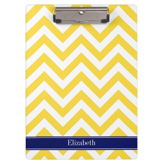 Porte-bloc Ananas Blanc LG Chevron Marine Nom bleu Monogramme (Devant)
