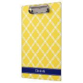 Porte-bloc Ananas Wht Fancy Quatrefoil Nom de la marine Monog (Gauche)