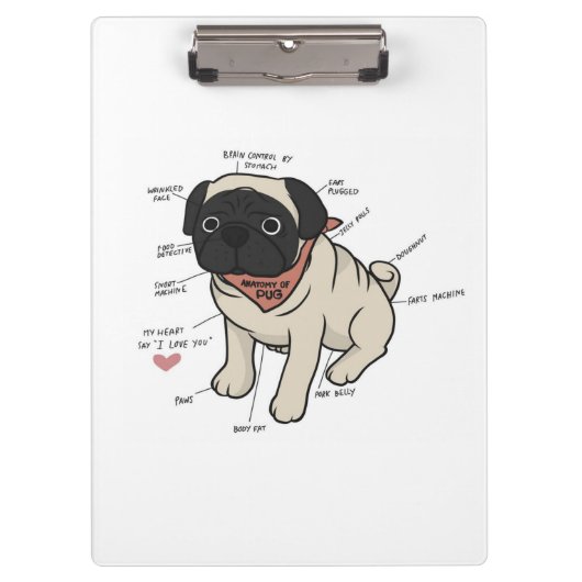 Porte-bloc Anatomie Du Chien Carlin Graphique (Devant)