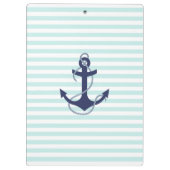 Porte-bloc Ancre nautique de bleu marine d'Aqua et de rayures (Dos)