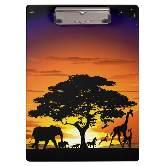 Porte-bloc Animaux sauvages sur le coucher de soleil de la sa (Devant)