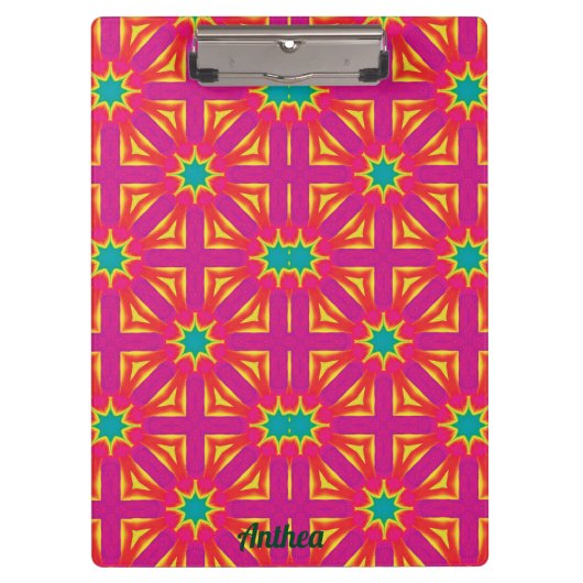 Porte-bloc ANTHEA ~ Design jaune, bleu, rouge et rose (Devant)