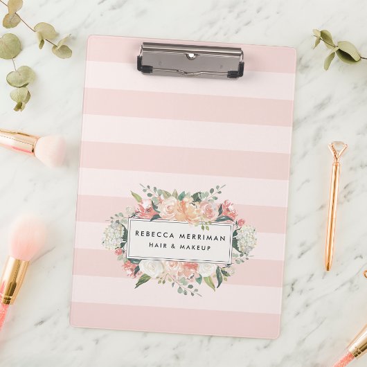 Porte-bloc Antique Floral Blush Pink Stripe