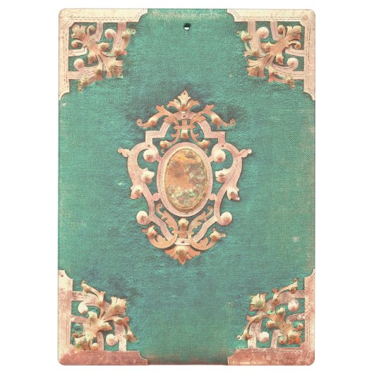 Porte-bloc Antique livre laiton et vert élégant victorien (Dos)