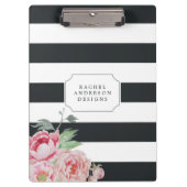 Porte-bloc Antique Peony | Aquarelle Florale striée (Devant)