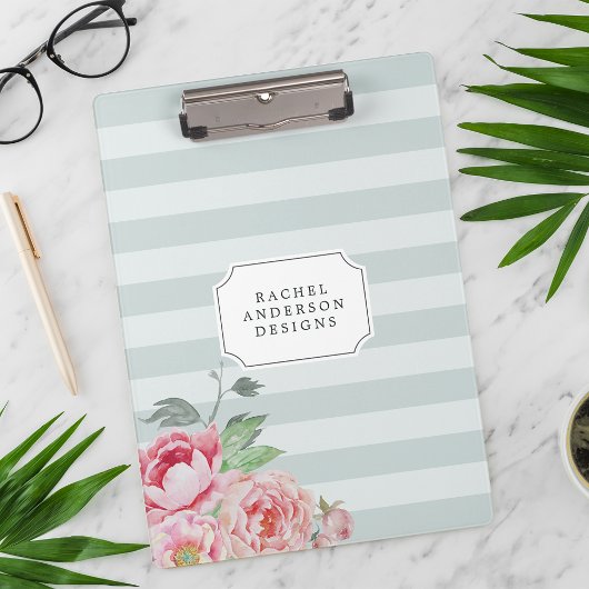 Porte-bloc Antique Peony | Aquarelle Florale striée