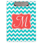 Porte-bloc Aqua Chevron Monogram Carte Clip Initiale (Devant)
