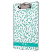 Porte-bloc Aqua Turquoise Stars White BG, nom Turquoise Monog (Gauche)